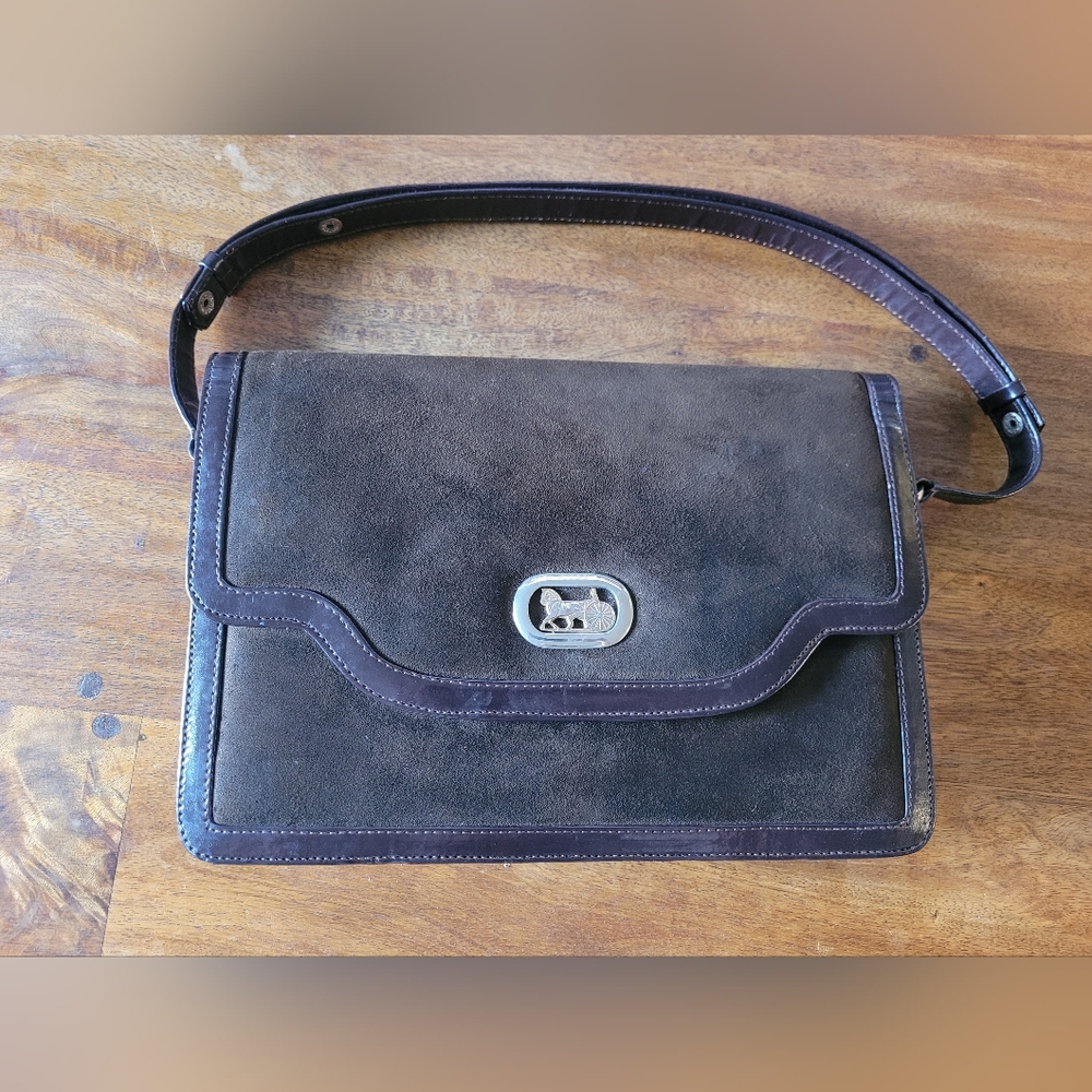 Vintage Celine Horse Carriage Box Suede Bag with Wallet